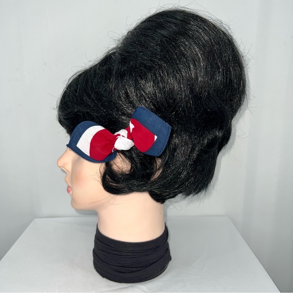 Patriotic Stars and Stripes Bandana Knotted Hair Bow - Picture 5 of 11